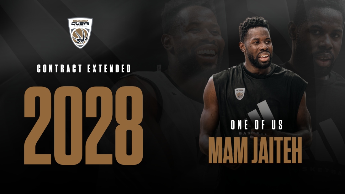 Mam Jaiteh has signed a contract extension that will keep him at Dubai Basketball until 2028. (SUPPLIED)
