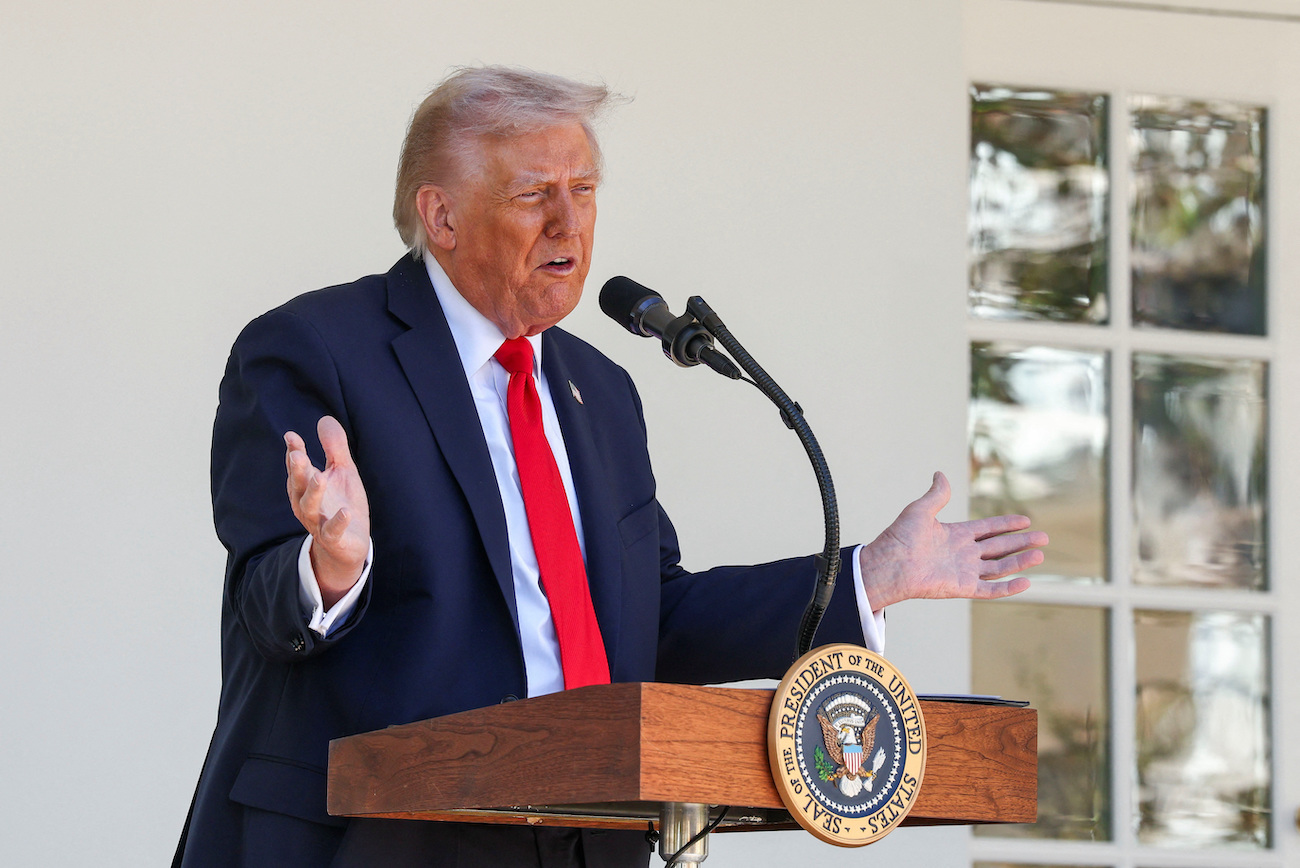 US President Donald Trump hosts a Rose Garden Club lunch at the White House in Washington, DC, US, October 21, 2025. (Reuters)