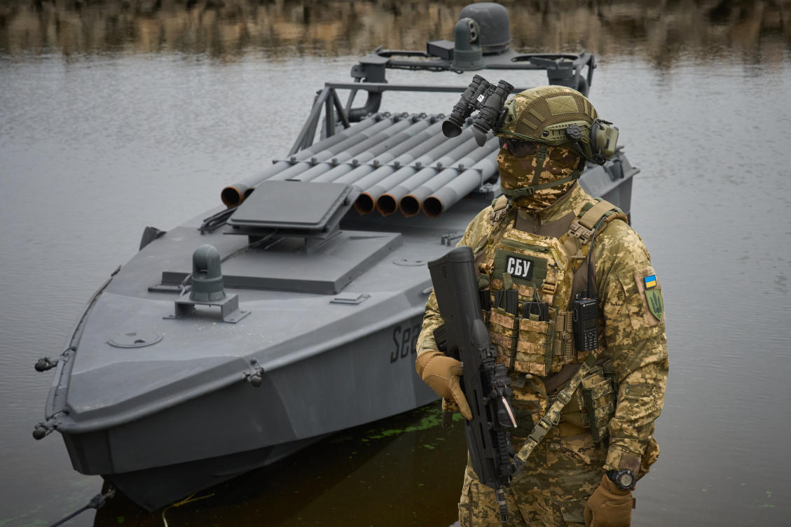 Ukraine’s security service has credited strikes by the unmanned vessel known as the “Sea Baby” with forcing a strategic shift in Russia’s naval operations. (AP)