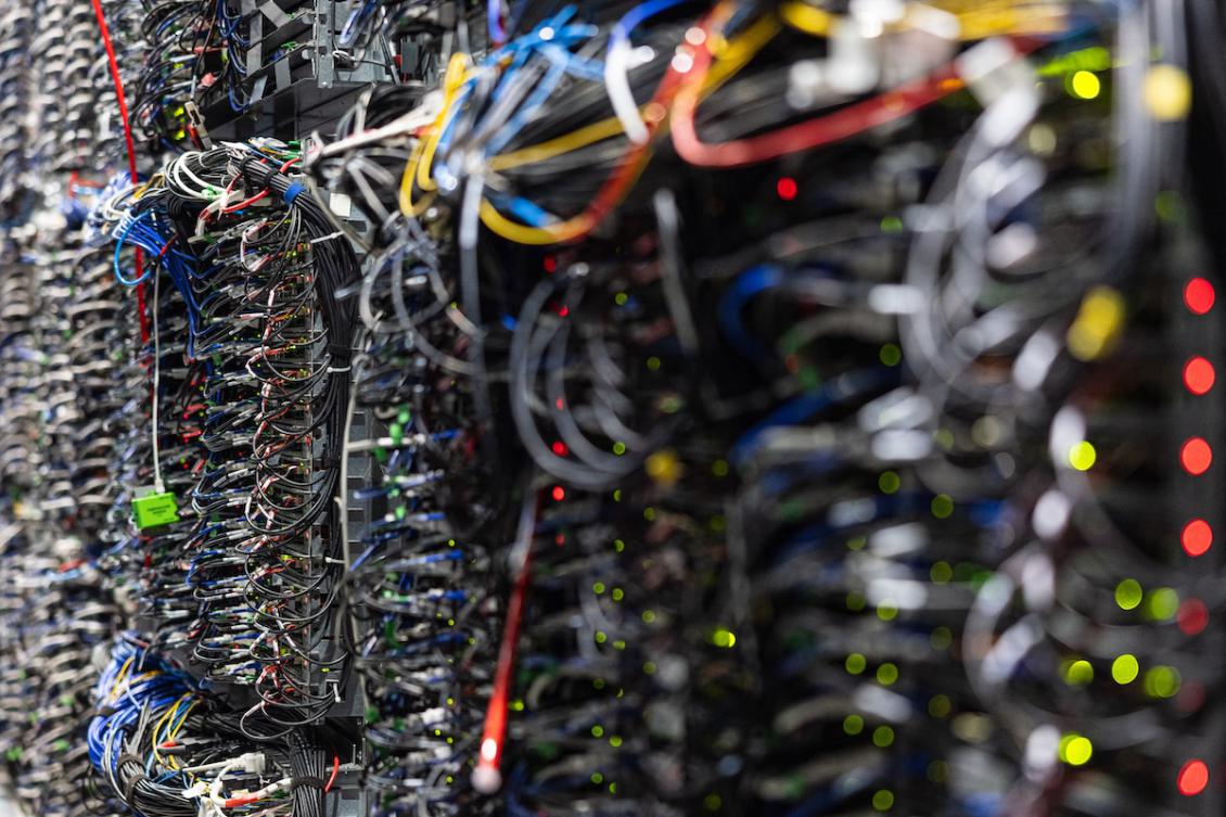 This photograph shows servers inside the data centre of French company OVHcloud in Roubaix, northern France on April 3, 2025. (FILE/AFP)