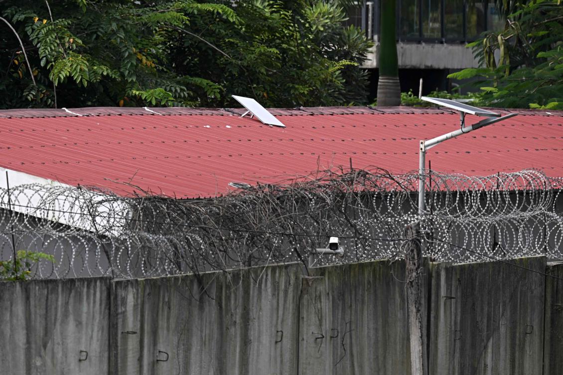 Above, a Starlink satellite dish on the roof of a building at the KK Park complex in Myanmar’s eastern Myawaddy township, as pictured from Mae Sot district in Thailand’s border province of Tak. (AFP)