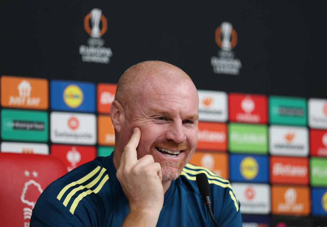 New Nottingham Forest manager Sean Dyche during a press conference ahead of their Europa League match at Nottingham Forest Press Conference — The City Ground, Nottingham, Oct. 22, 2025. (Reuters)
