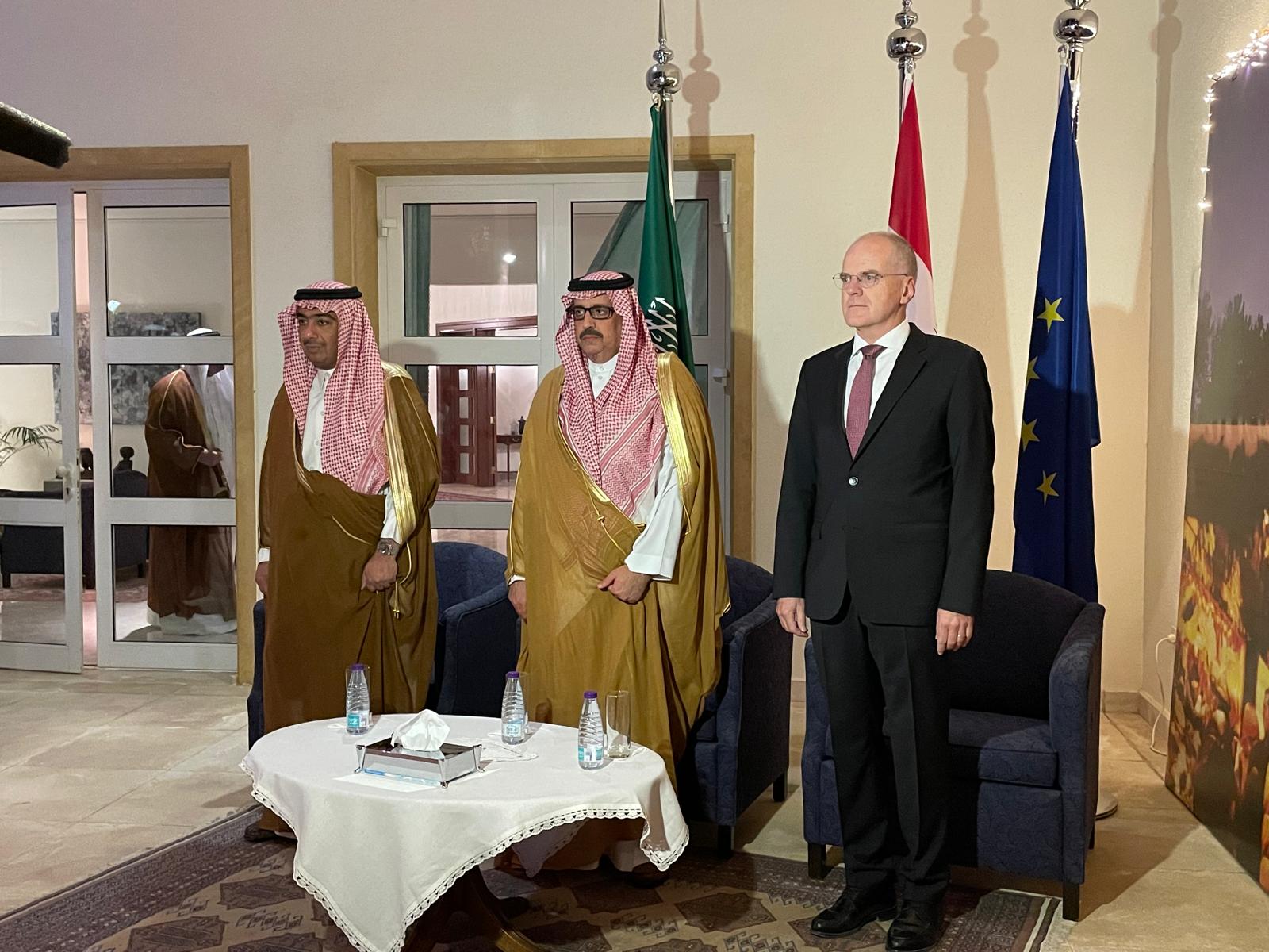 Oskar Wustinger, Ambassador of Austria to Saudi Arabia hosted a national day reception, welcoming guest of honor Faisal Al-Sudairy, undersecretary of the Riyadh region, who represented Riyadh Gov. Prince Faisal bin Bandar. (Supplied)