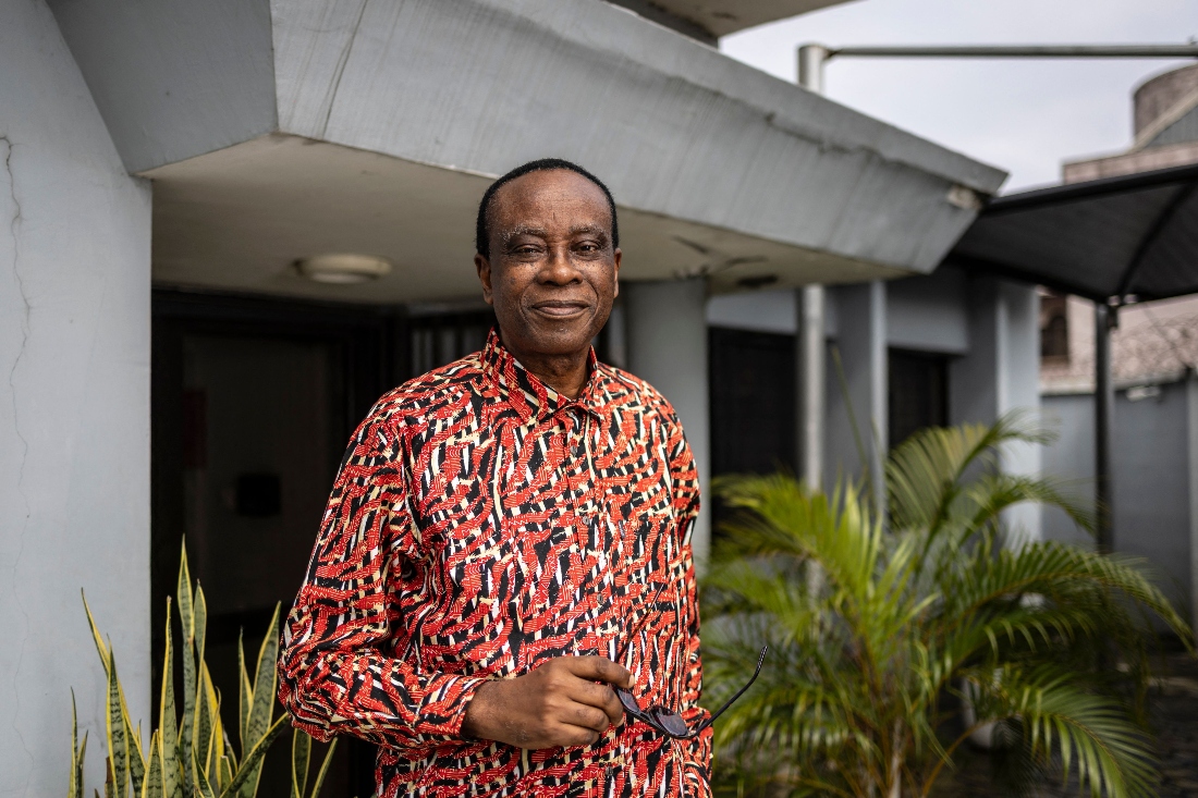 Nigerian environmentalist Nnimmo Bassey poses for a photograph in Lagos, Nigeria. (AFP)