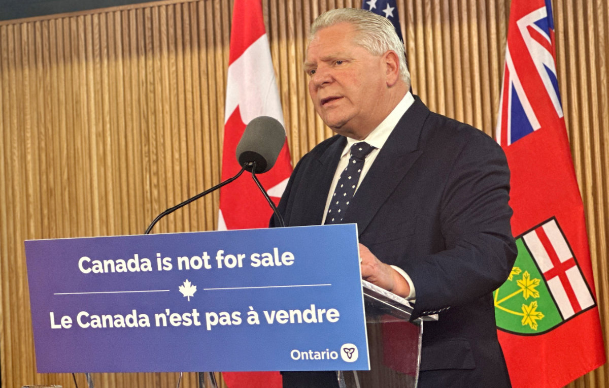 Ontario Premier Doug Ford responds to US President Donald Trump's new 25% tariffs on imports from Mexico and Canada, in Toronto, Ontario, Canada on March 4, 2025. (REUTERS/File Photo)