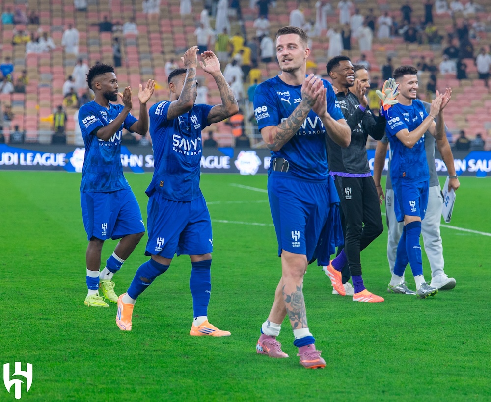 Al-Hilal won 2-0 at Al-Ittihad on Friday to silence the champions at the King Abdullah Sports City Stadium and reaffirm their title credentials and also move up to third in the Saudi Pro League. (X: @Alhilal_EN)