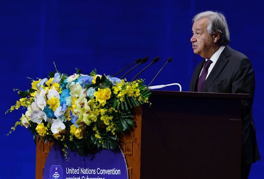 UN Secretary-General Antonio Guterres at CAC signing: ‘In cyberspace, nobody is safe until everybody is safe.’ (www.news.un.org)