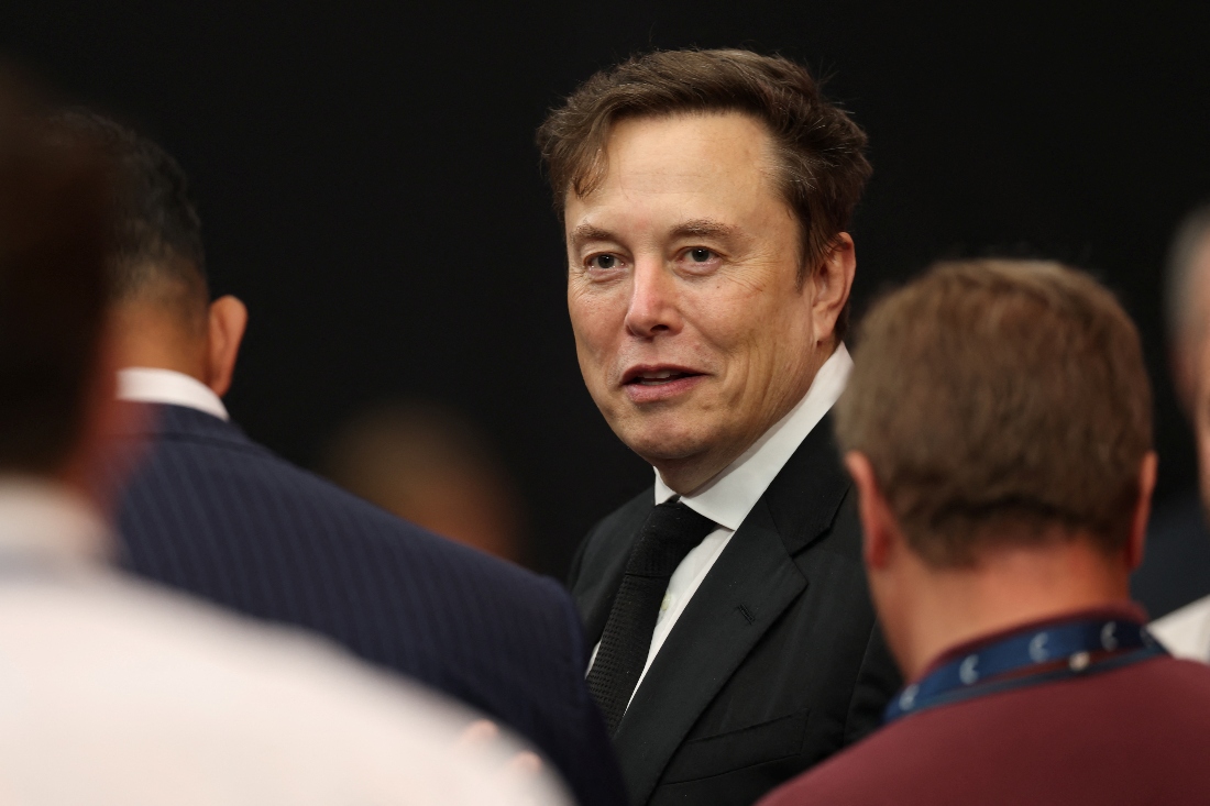 Tesla CEO Elon Musk attends the public memorial service for right-wing activist Charlie Kirk at State Farm Stadium in Glendale, Arizona. (AFP)
