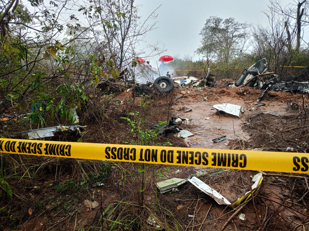 The aviation authority said the aircraft was traveling from Diani, on the coast, to Kichwa Tembo in Kenya’s Maasai Mara national reserve. Above, the crash site. (AP)