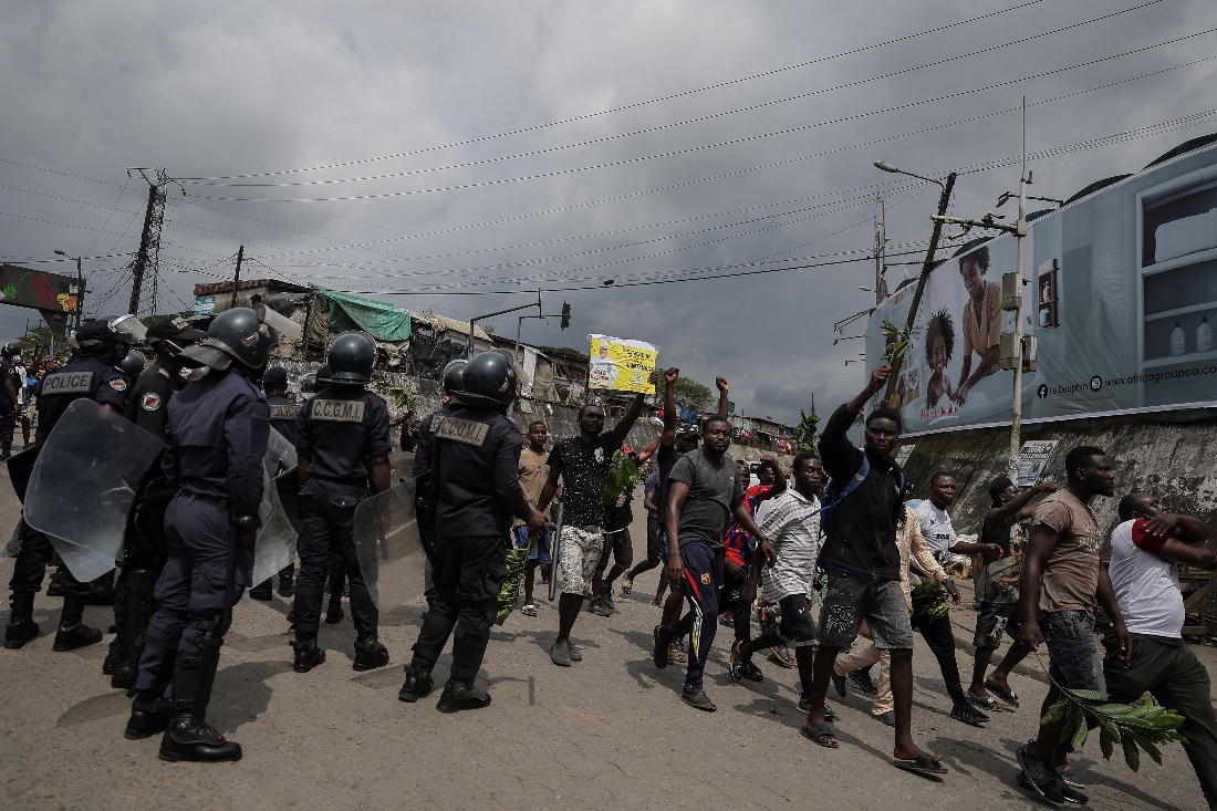 Supporters of the Cameroon opposition candidate Issa Tchiroma, protest after the Constitutional Council declared President Paul Biya as the winner of the October 12 presidential election in Douala, Cameroon. (Reuters)