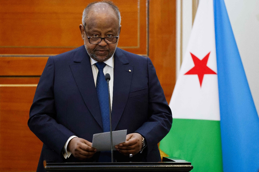 Djibouti's President Ismail Omar Guelleh speaks during a press conference after a meeting with France's President at the presidential palace in Djibouti. (AFP)