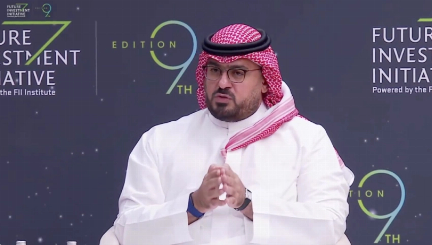 Saudi Arabia’s Minister of Economy and Planning Faisal Alibrahim speaks during a panel at FII9 in Riyadh on Wednesday.