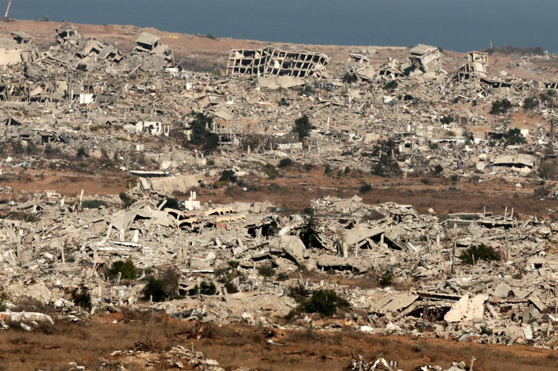 This picture taken from a position at Israel's border with the Gaza Strip shows destroyed buildings in the besieged Palestinian territory on October 30, 2025. (File/AFP)
