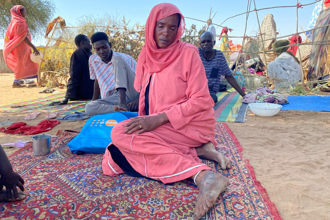 Sudanese who fled El-Fasher after Sudan’s paramilitary forces killed hundreds of people there, gather at their camp in Tawila, Sudan, Thursday, Oct. 30, 2025. (AP Photo)