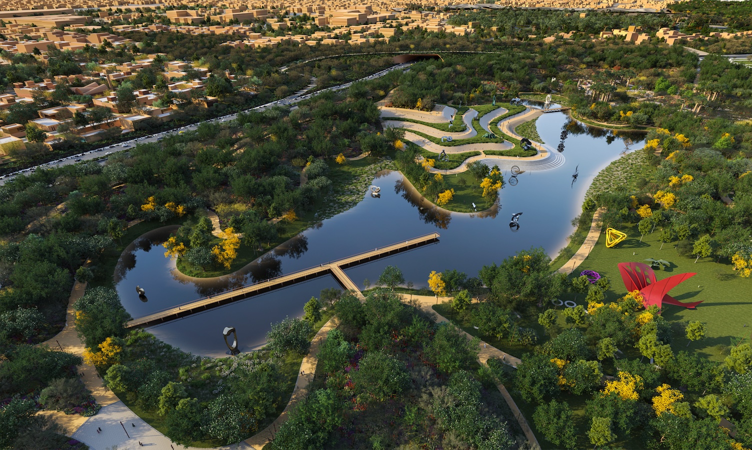 Concept image of King Salman Park. (Courtesy of Gerber Architekten)