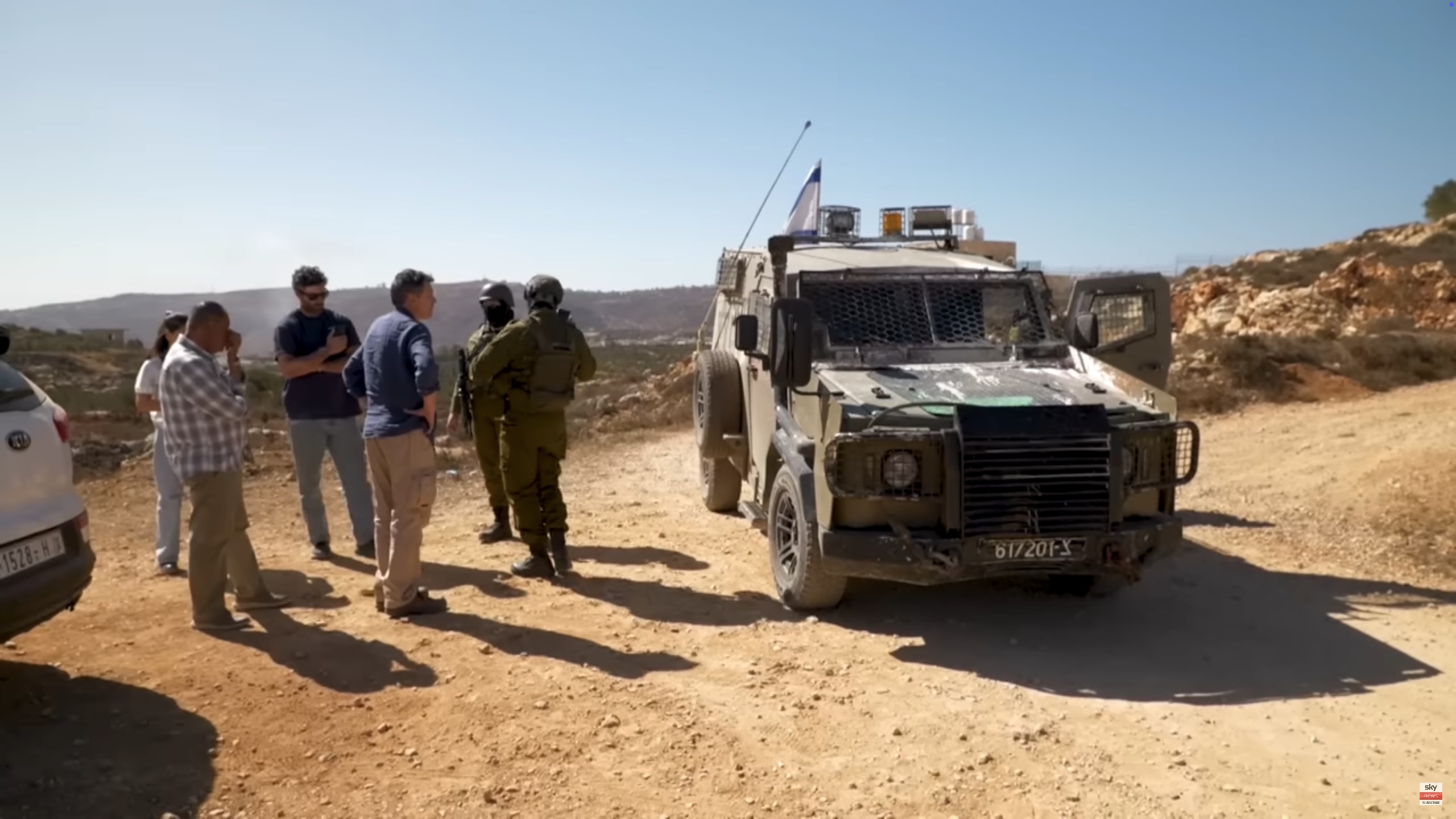 Sky News team confronted by Israeli troops during West Bank reportage
