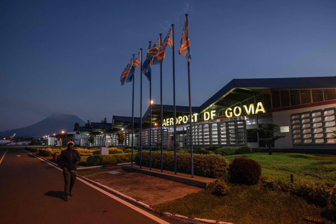 The French president on Oct. 30, 2025, said the airport in Goma, in the Democratic Republic of Congo, will reopen to humanitarian flights months, after it was closed when the city was seized by the M23 armed group. (AFP)