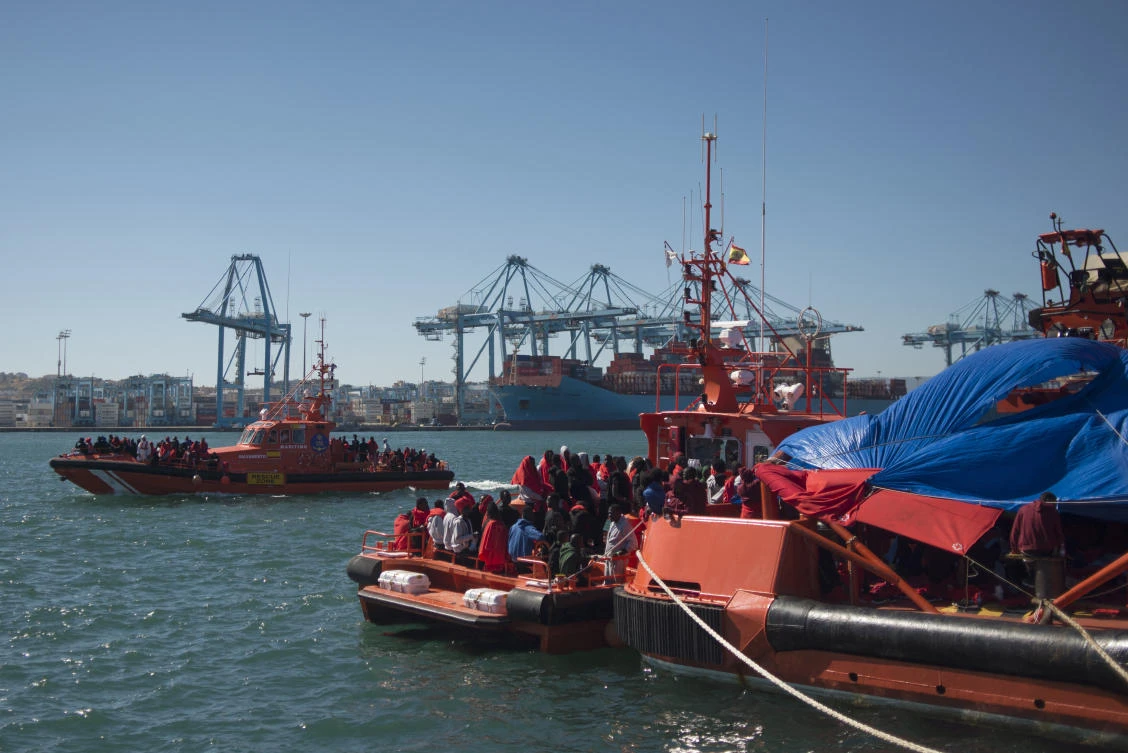 Spanish coast guard boats carrying migrants arrive at the harbour of Algeciras at the harbour of Algeciras on July 30, 2018. (File/AFP)