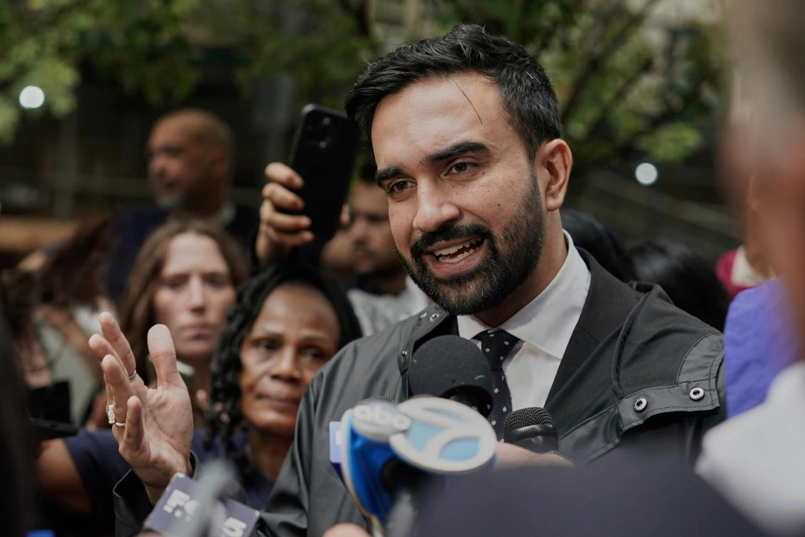 New York mayoral candidate Zohran Mamdani speaks at a rally with Hotel & Gaming Trades Council workers, in New York, Aug. 20, 2025. (AP Photo/Richard Drew, file)
