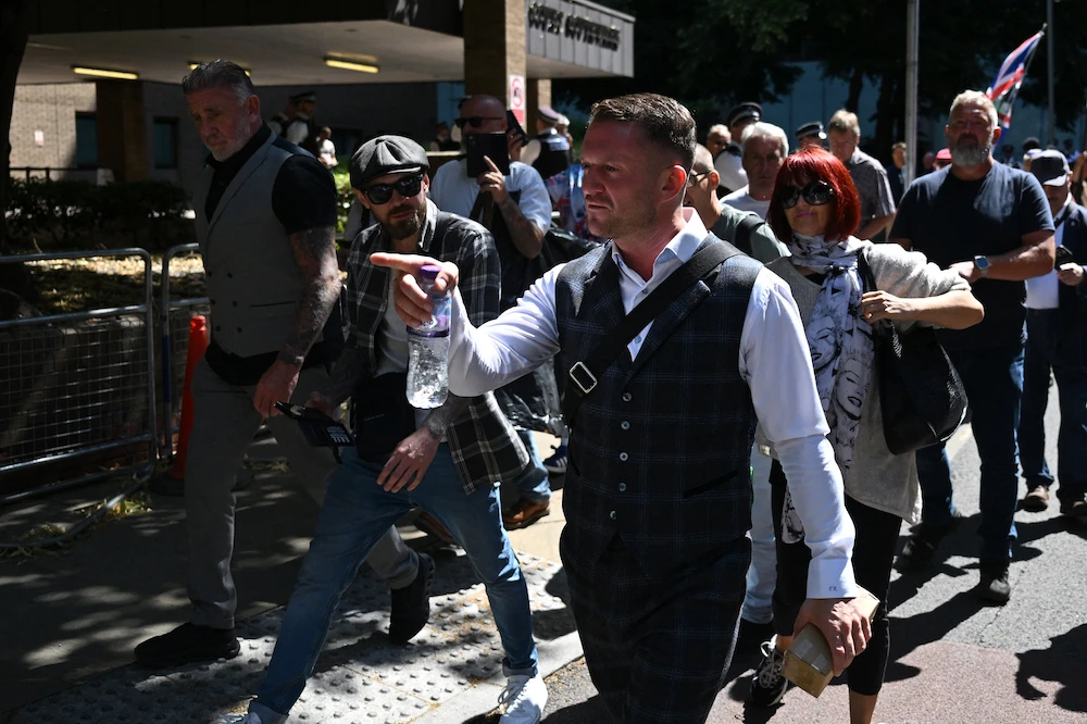 ‘Tommy Robinson is a thug who represents the very worst of Britain,’ a statement from the UK Jewish community said. (AFP)