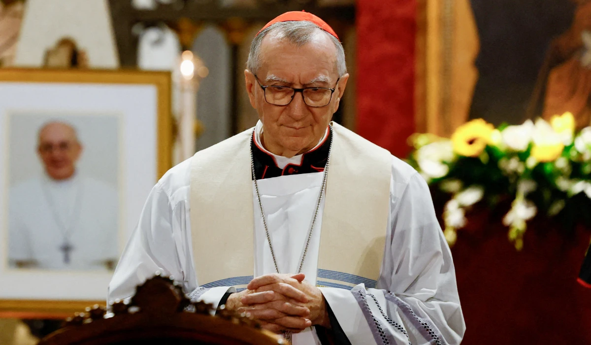 The Vatican's Secretary of State Cardinal Pietro Parolin looks on at the end of the Rosary for Pope Francis at the Papal Basilica of Saint Mary Major (Santa Maria Maggiore), following the death of the pontiff, in Rome, Italy, April 22, 2025. (REUTERS)