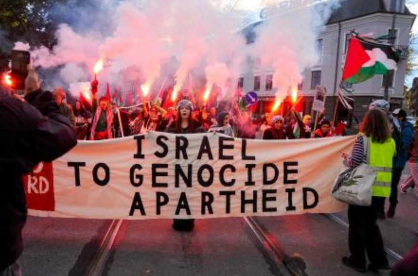 Pro-Palestinian march in Oslo ahead of Israel v Norway match