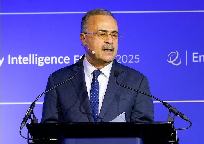 Amin Nasser speaking at the Energy Intelligence Forum in London. Supplied