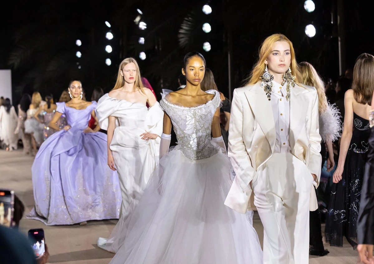 The collection included embroidered couture gowns created in collaboration with Art of Heritage, a Saudi organization dedicated to preserving traditional craftsmanship, alongside selected looks from the house’s Spring/Summer 2026 and archival collections. (Instagram)