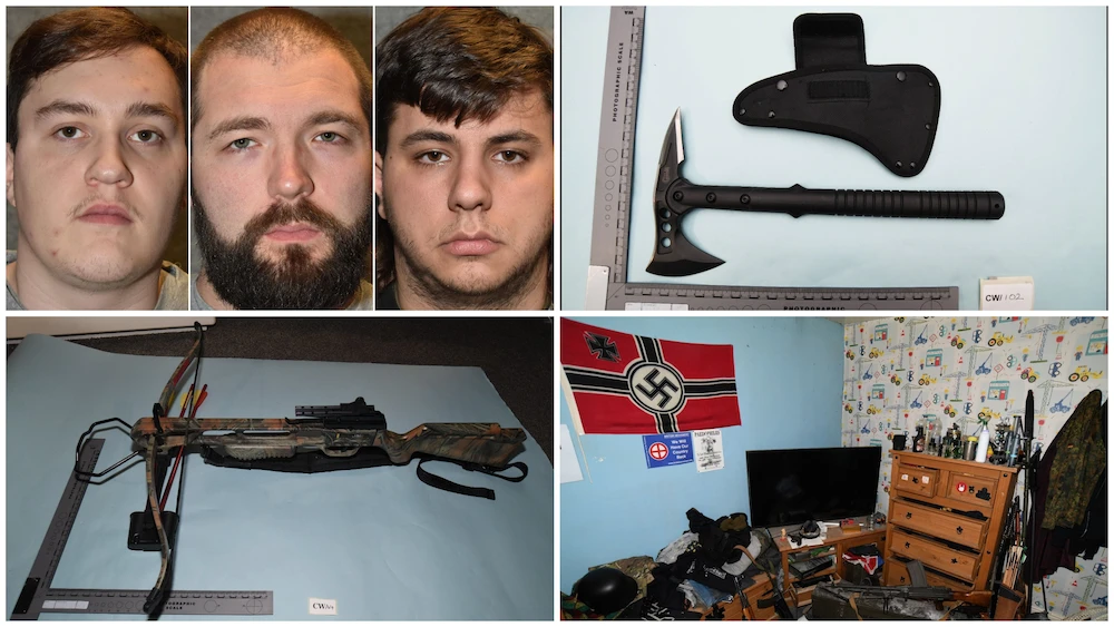 (L-R) Brogan Stewart, Christopher Ringrose and Marco Pitzettu have been convicted of planning terror attacks on mosques and synagogues. (Counter Terrorism Policing North East)