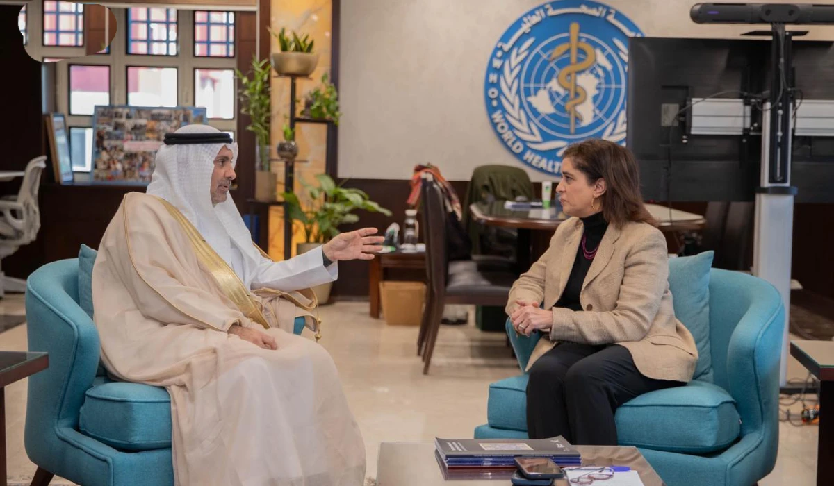 AlJalajel met WHO Regional Director for the Eastern Mediterranean Dr. Hanan Balkhy to discuss improving access to transformative health solutions and accelerating universal health coverage. (SPA)