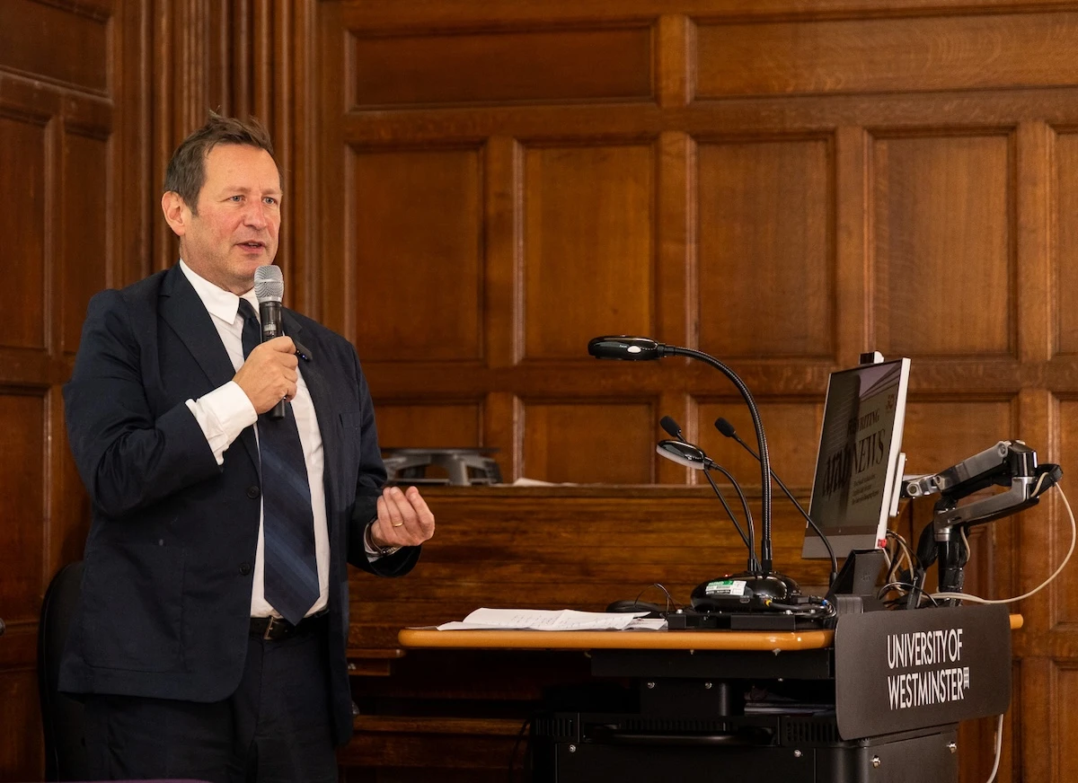 Former UK Culture Minister Ed Vaizey, now a member of the UK’s House of Lords, praised Saudi Arabia’s growing investment in culture and creativity during Friday’s event hosted by Arab News at the University of Westminster. (AN photo)