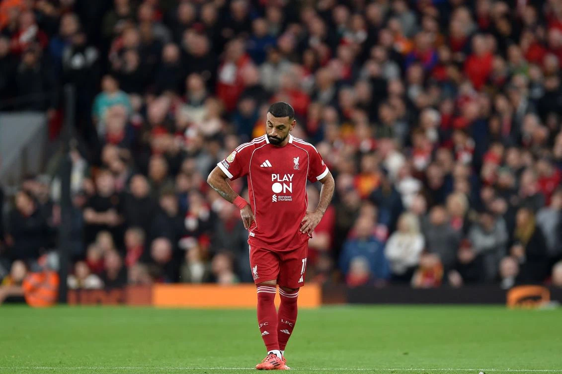 Liverpool’s Egyptian striker Mohamed Salah has been way below his record-breaking form from last season’s campaign and has gone seven matches without a non-penalty goal. (AFP)