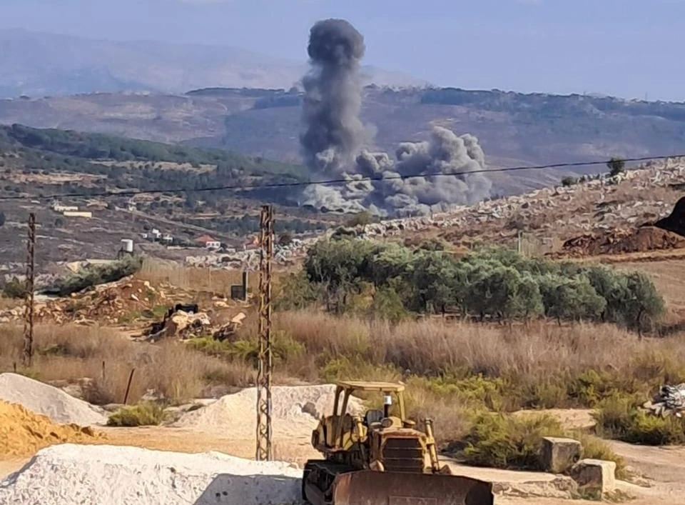 Israeli aircraft targeted the outskirts of the towns of Jarmaq, above, and Aishiyeh with eight raids in the Jezzine district. (Supplied)