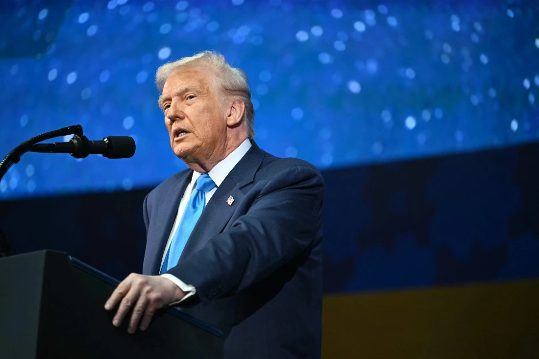 US President Donald Trump speaks during the Asia-Pacific Economic Cooperation (APEC) CEO Summit at the Gyeongju Arts Center in Gyeongju. (AFP)