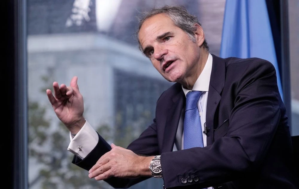 International Atomic Energy Agency Director General Rafael Grossi is interviewed at United Nations headquarters, Wednesday, Oct., 29, 2025. (AP Photo)