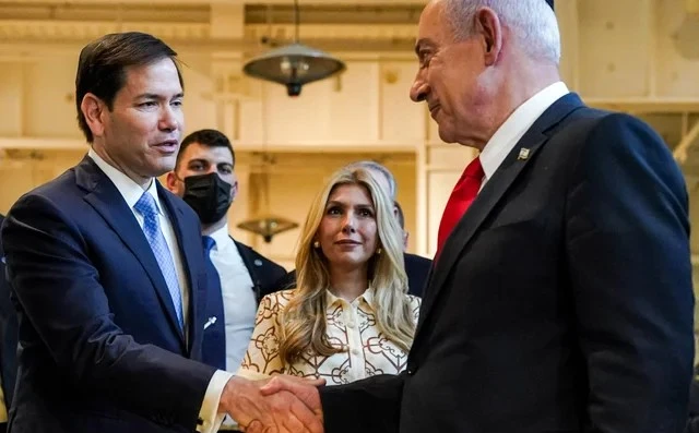 Marco Rubio and Benjamin Netanyahu during a visit to the Western Wall Tunnel, Old City of Jerusalem, Sept. 14, 2025. (AFP)