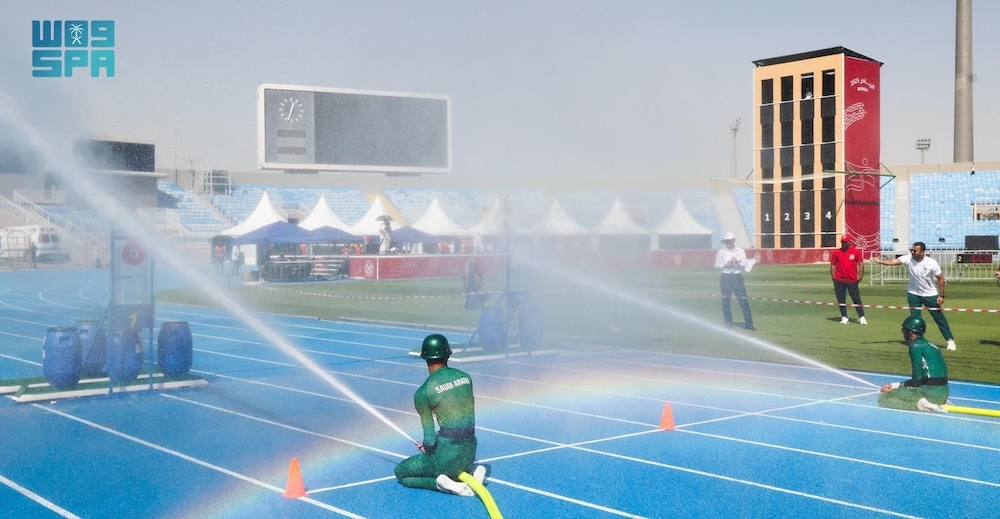Thirteen athletes from the Saudi Civil Defense demonstrated exceptional skill and readiness in performing complex technical and tactical tasks. (SPA)