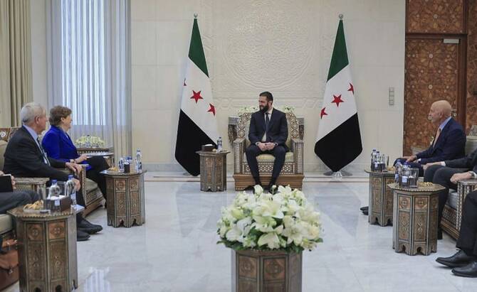 United States Special Envoy to Syria Tom Barrack said on Saturday that Syrian President Ahmed Sharaa was expected to visit Washington. (AP/File)