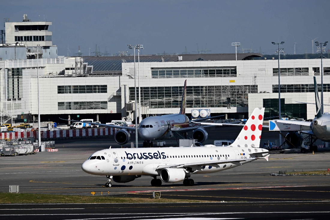 A Brussels Airlines aircraft is seen on the tarmac at Zaventem airport in Brussels. (AFP)