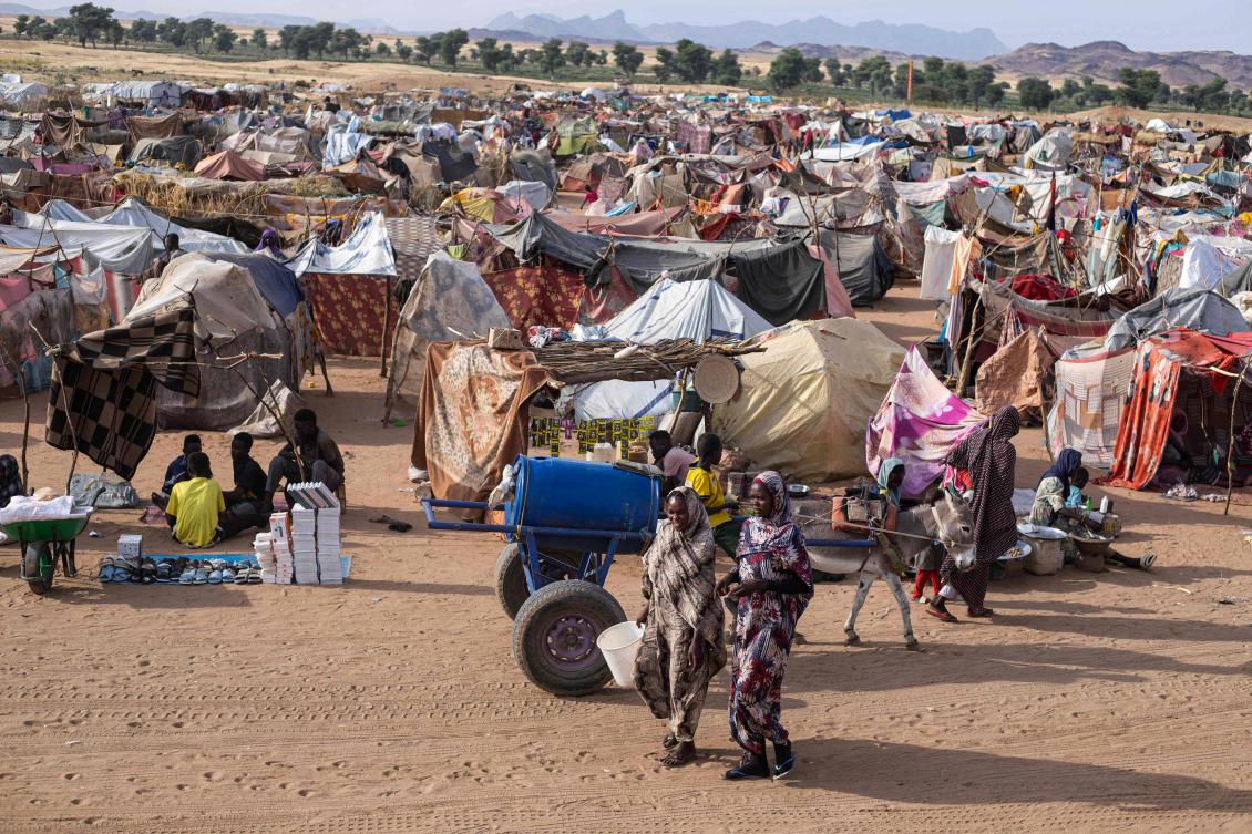 Above, displaced Sudanese who fled El-Fasher rest in the camp of Um Yanqur, located on the southwestern edge of Tawila, in war-torn Sudan’s western Darfur region on Nov. 3, 2025. (AFP)