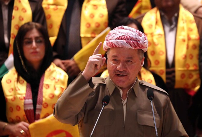 Masoud Barzani, the Iraqi Kurdish leader who first took up arms against Saddam Hussein as a teenage guerrilla, remains a towering figure in Kurdish politics as Iraq heads into its November 11 election. (AFP/File)