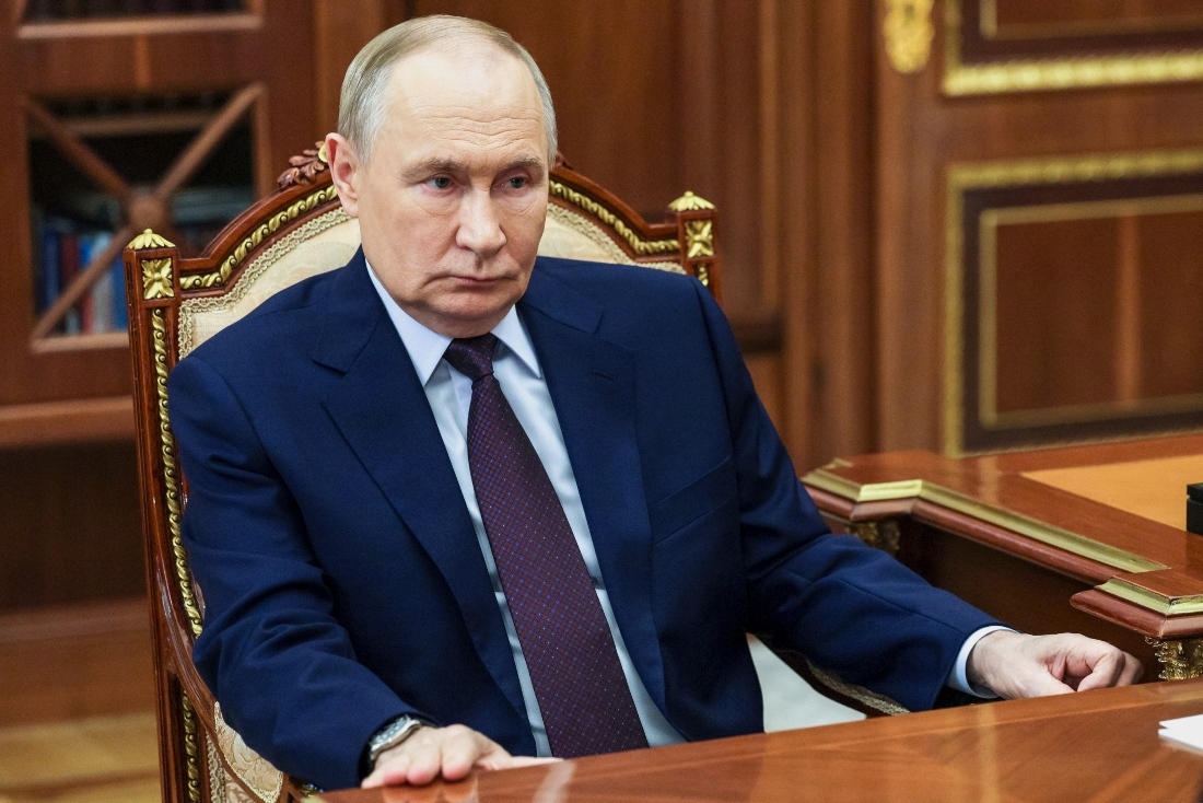 Russian President Vladimir Putin during a meeting at the Kremlin in Moscow. (AP)