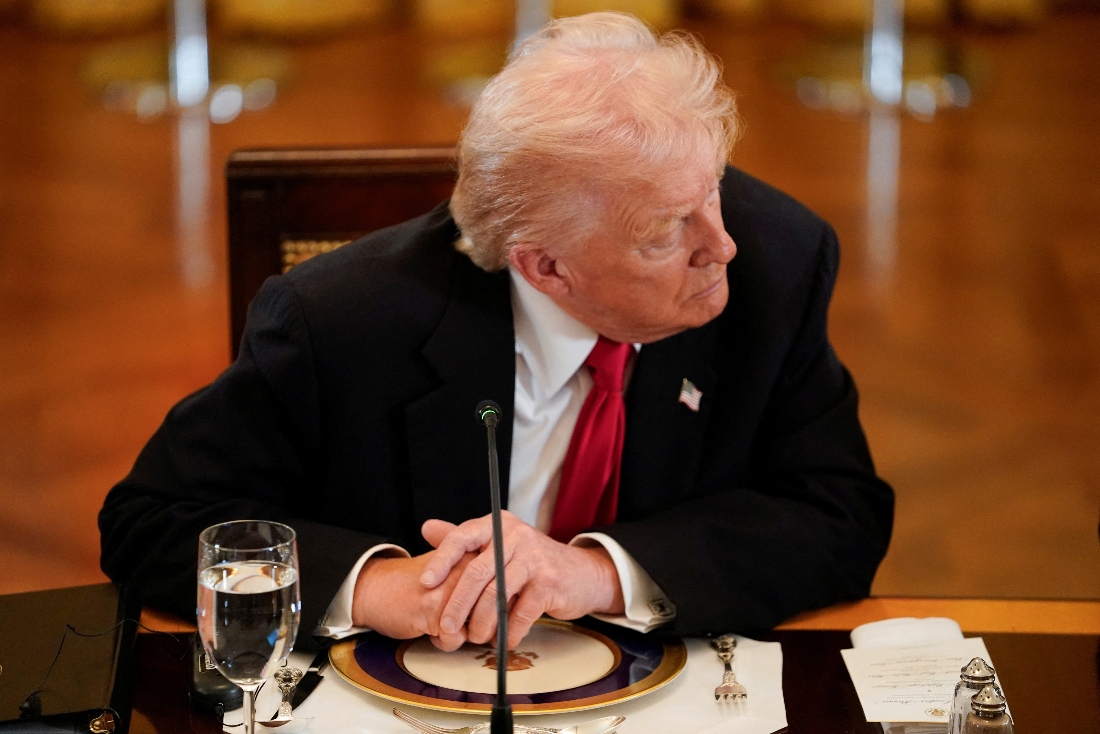 US President Donald Trump attends a meeting at the White House in Washington DC, US. (Reuters)