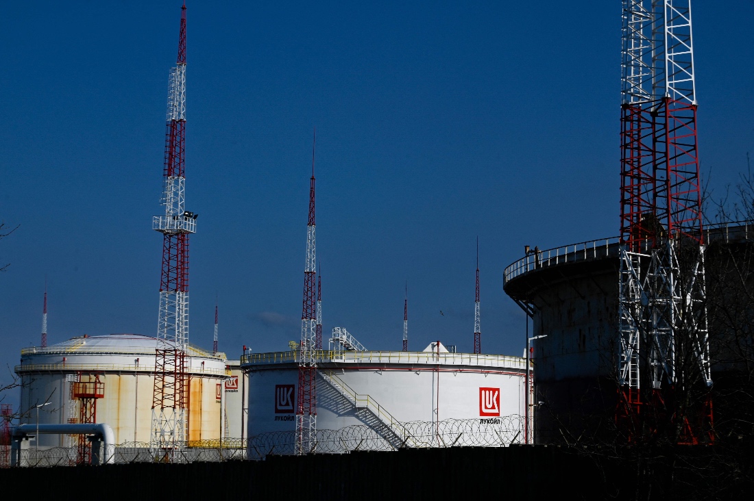 Lukoil fuel storage tanks at Rosenets Port terminal near the city of Burgas at the Black sea coast. (AFP)