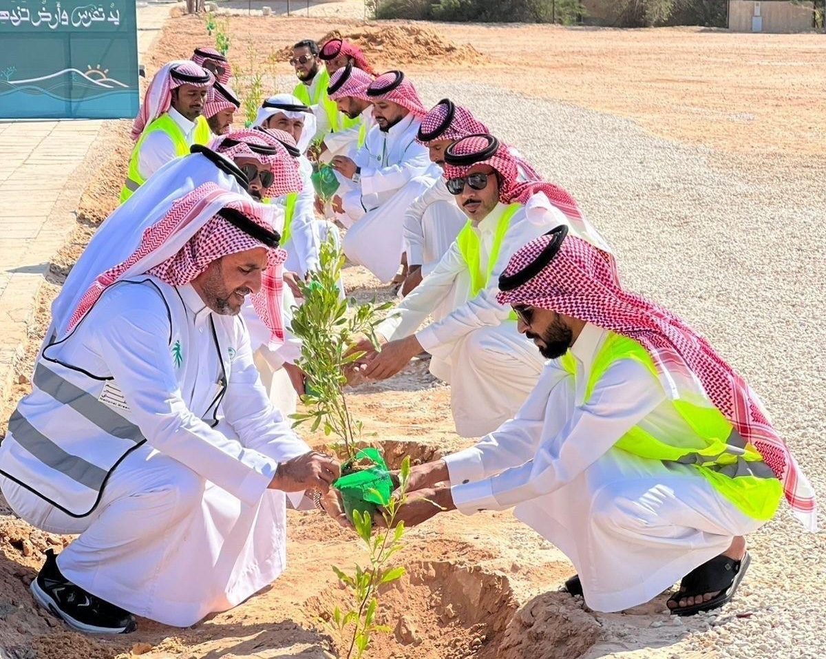 The campaign aims to plant more than 11,000 seedlings in Rafha as part of a phased afforestation plan. (SPA)