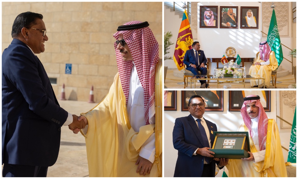 Saudi Arabia’s Minister of Foreign Affairs Prince Faisal bin Farhan held talks in Riyadh on Sunday with Vijeetha Herath, Minister of Foreign Affairs, Overseas Employment, and Tourism of Sri Lanka. (SPA)