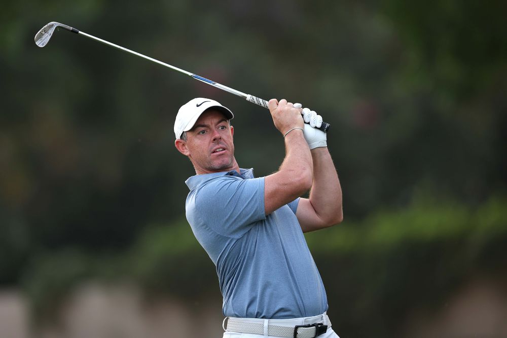 Rory McIlroy plays a shot during the Pro-Am at Jumeirah Golf Estates, prior to the DP World Tour Championship, in Dubai, United Arab Emirates, Nov. 11, 2025. (Getty Images)