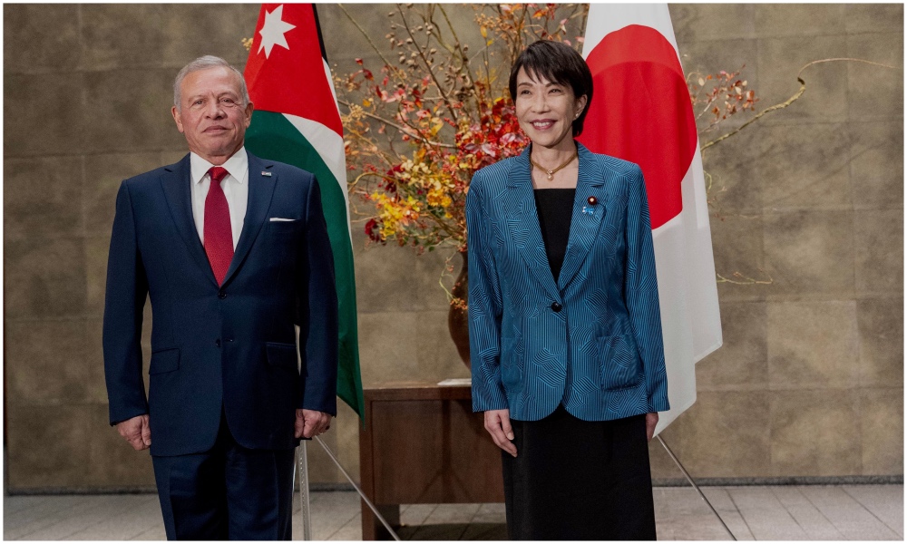 King Abdullah II of Jordan and Japanese Prime Minister Sanae Takaichi met in Tokyo on Tuesday. (Petra)