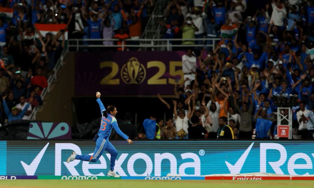 India’s Harmanpreet Kaur celebrates after winning the ICC Women's World Cup, DY Patil Stadium, Navi Mumbai, India, Nov. 2, 2025. (Reuters)