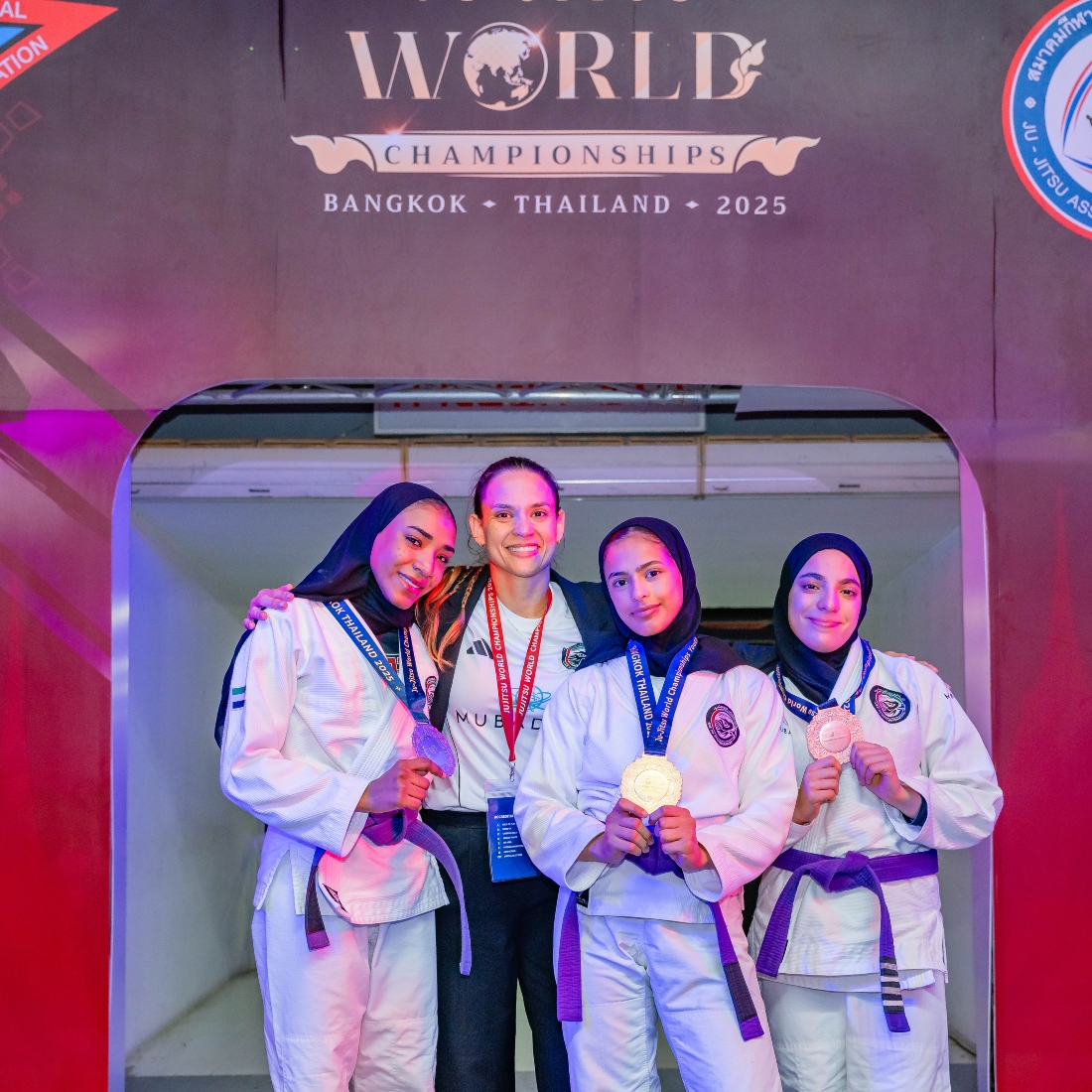 The UAE's U-21 jiu-jitsu team secured three medals at the Youth World Championship in Thailand on Thursday. (UAEJJF)